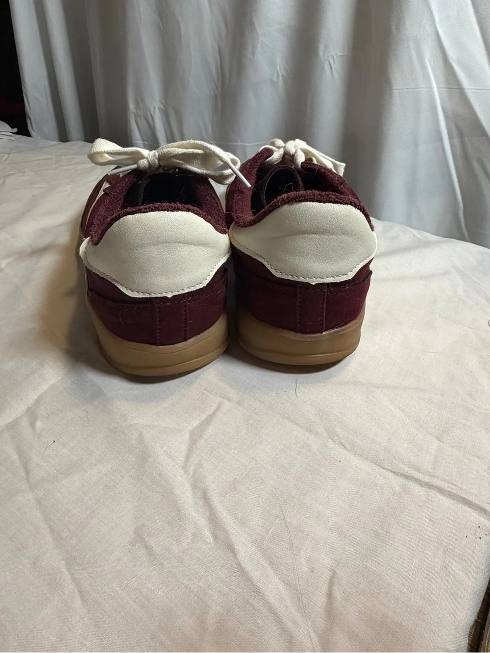 Madden Girl Maroon and White Suede Low-Top Sneakers